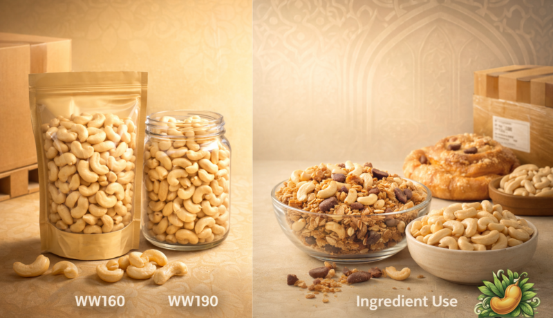 Vietnam Cashew Grades WW160 vs WW180